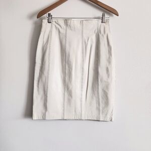 Escada White Leather Pencil Skirt